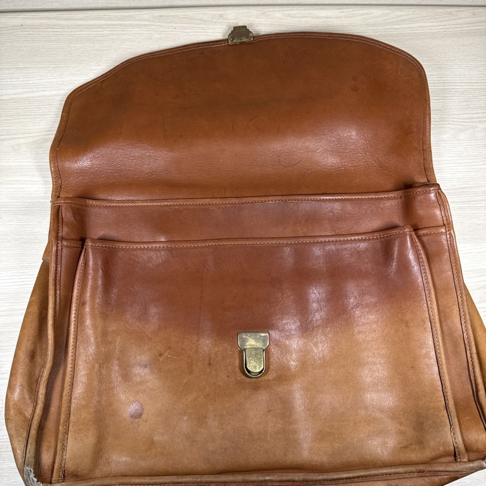 Vintage Coach Morgan Brown Smooth Leather Briefcase Bag No Shoulder Strap - Picture 12 of 16